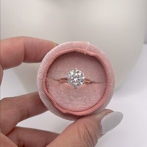 14kt white and yellow solid gold 3carat tw Solitaire Ring with Sleek Band